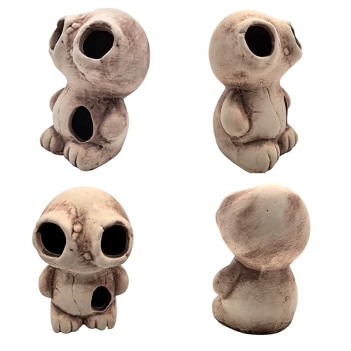 M2cbridge Aquarium Ceramic Cave Rock for Betta Shrimp Cichlid Fish Hideout Decor (Monster + Log)