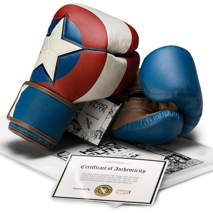 Hayabusa Marvel Hero Elite Boxing Gloves - color: Captain America, size: 16oz