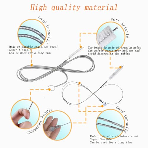 2-Pack Long Pipe Cleaners - 61" & 40" Stainless Steel Tube Cleaning Brush Set, Flexible Sunroof Drain Cleaning Tool for Sink, Refrigerator, Aquarium, Car Maintenance