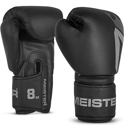 Meister [Critical] Boxing Gloves - Ergonomic High-Density Training Gloves - style: 8 Ounce Gloves - Matte Black