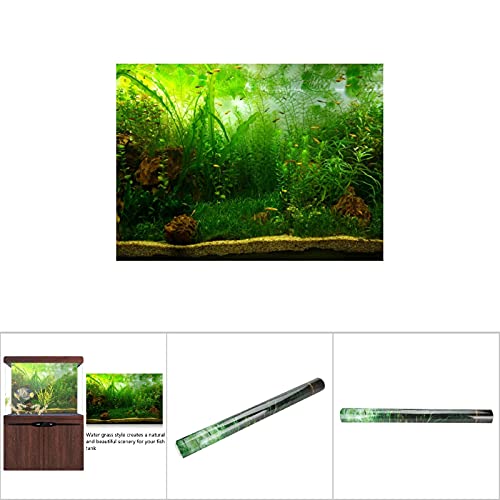 AYNEFY Aquarium Fish Background Poster, Water Grass Aquarium Background Poster PVC Adhesive Background Sticker Wallpaper Poster Aquarium Backdrop Decor (#7) - size: #7