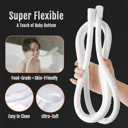 Shower Hose, Ultra-Soft Silicone Shower Hose Extension, Anti-Kink Designed Long Handheld Shower Head Hose Replacement with Brass Insert and Nut, 79 Inches, Silver - color: Silver, size: 79 Inches