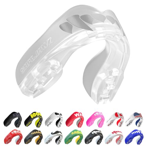 SAFEJAWZ Clear Fangz Mouth Guard, Adult Dual Layer Mouthguard with Case - color: Clear Fangz, size: Adult (12+)