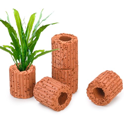 50 Pcs Aquatic Water Plant Fixed Rings, Ceramic Aquarium Plant Holder Weights Aquarium Landscape Cultivation Fixed Cup Pottery Plants Pot Gravity Ring for Fish Tank Accessories