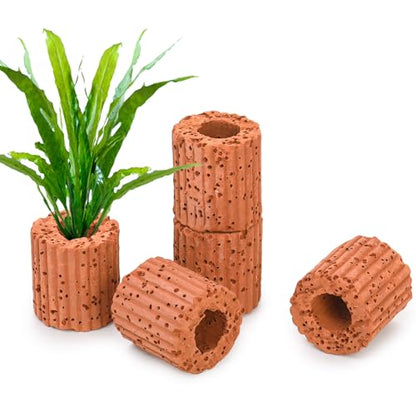 50 Pcs Aquatic Water Plant Fixed Rings, Ceramic Aquarium Plant Holder Weights Aquarium Landscape Cultivation Fixed Cup Pottery Plants Pot Gravity Ring for Fish Tank Accessories