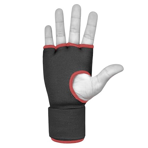 Boxing Inner Gloves Cotton Cloth Stretchable Gel Padded Kickboxing MMA Training Gloves Long Wrist Support Gloves - color: Black, size: Large/XL