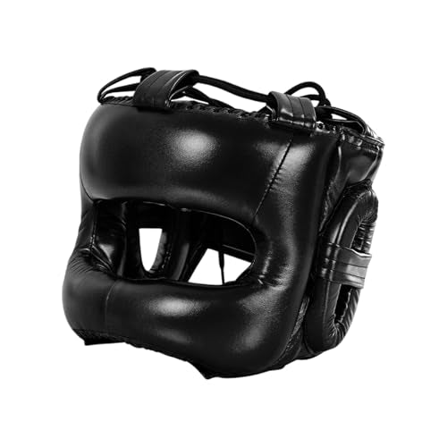 Adjustable Boxing Headgear with Full Coverages Protections Easy Liners Kickboxing Helmet for Athletes Present Muay Thai Helmet - color: Black