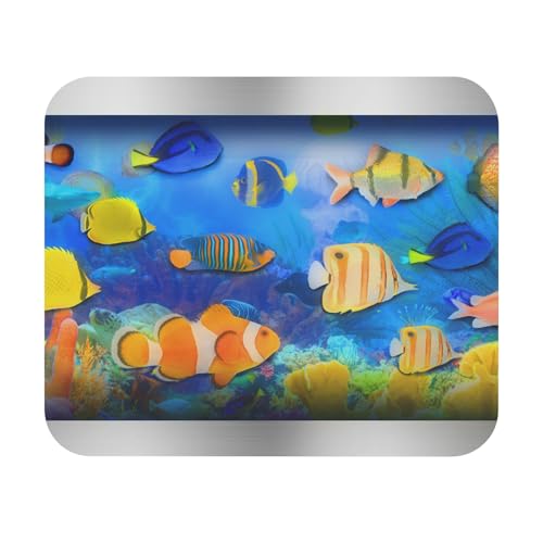 Frutiger Aero Fish Tank Mouse Pad, 9x8 Computer Desk Mat for Home, Office, Gaming, Y2K Nostalgic Retro Futurism Aesthetic
