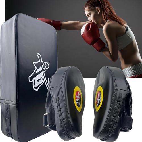 TLBTEK Taekwondo Kick Shield - Muay Thai MMA Karate Kickboxing Training Pads - Curved Leather Strike Shield