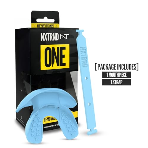 Nxtrnd One Football Mouth Guard, Strap Included, Fits Adult & Youth (Light Blue) - color: Blue