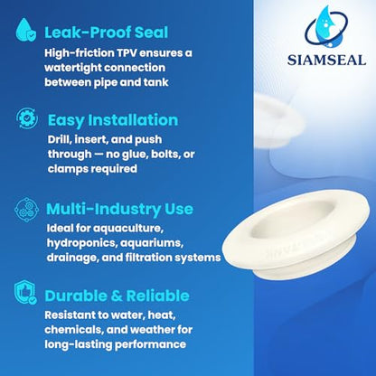 1/2 inch Hydroseal flexible tank adapter TPV Bulkhead Fitting bulkhead connector TPV grommet for PVC Pipe Tank-to-Pipe Seal, Leak-Proof No Glue, Hydroponics Aquaponics Aquarium Water Filtration - size: 1/2 inches-2Pcs