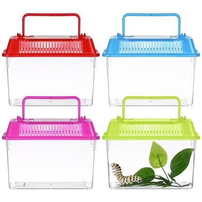 POPETPOP Portable Fish Tank 5.90X4.33X3.74 Inch Handheld Aquarium Transparent Turtle Box Plastic Fish Carrier Small Aquarium for Travel and Pet Breeding