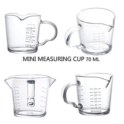 70ml Mini Glass Measuring Cup with handle 2 oz Shot Glass Espresso Jugs Measure Cup Glass Jigger Spirit Round Graduated Beaker Measuring Cup for Bar Party Wine Cocktail Drink Shaker Milk Coffee