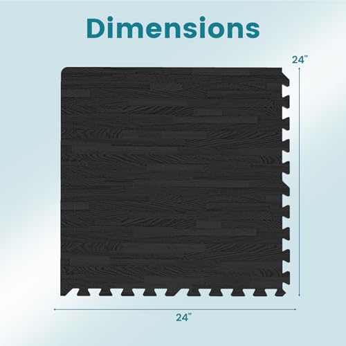 Happygrill Interlocking Wood Grain EVA Foam Floor Tiles, 100 Sq. Ft, 25 PCS - color: Black, size: 100 Sq. Ft.