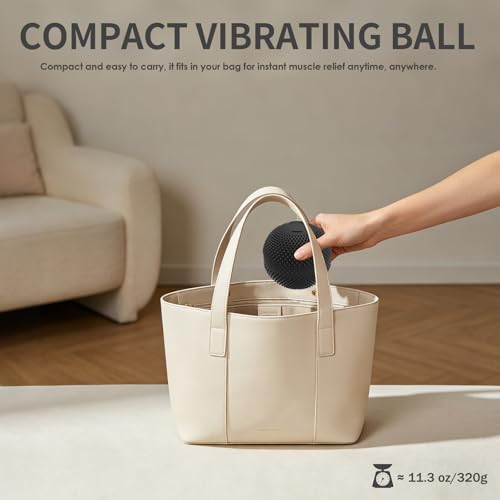 Heating Vibrating Massage Ball with 7 Modes & Memory Function | Electric Massage Ball with Recessed Button Design for Myofascial Release, Deep Tissue & Trigger Point Therapy (Black)