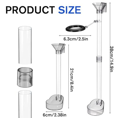 Shrimp Feeding Dish Acrylic Aquarium Fish Feeder Tube Kit Adjustable Shrimp Feeding Tube with Cleaning Brush and Floating Feed Ring Shrimps Tank Accessories for Fish Tank Aquarium (Clear)
