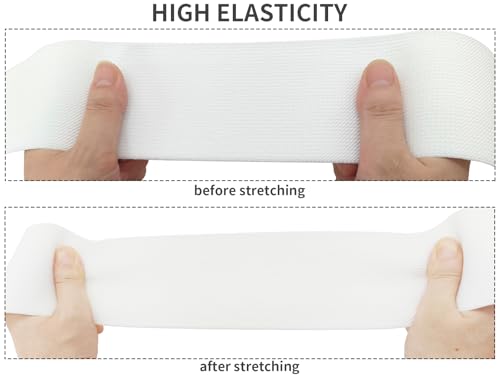 White Wide Knit Elastic Band 3" x 5yd for Sewing - color: White
