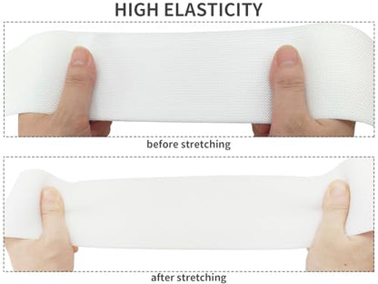 White Wide Knit Elastic Band 3" x 5yd for Sewing - color: White