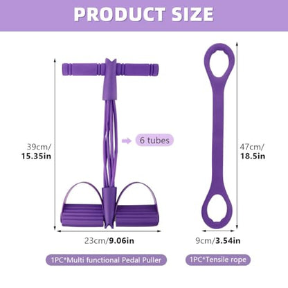 Fitness Resistance Bands- 6 Tube Pedal Ankle Puller with Handle & Tensile Rope for Exercise Sit Up Exercise Equipment Elastic Home Gym Equipment for Women Men - size: 6