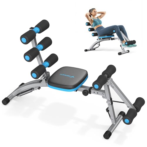 MERACH Ab Machine, Adjustable Ab Trainer, Sit Up Exercise Equipment 300LBS - color: Black Blue