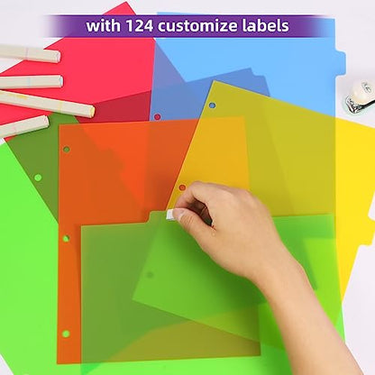 3 Set Plastic Binder Dividers with Tabs,Multicolor Index with 8-Tabs,Divider for 3 Ring Binder - style: 3 SETS 8 TAB