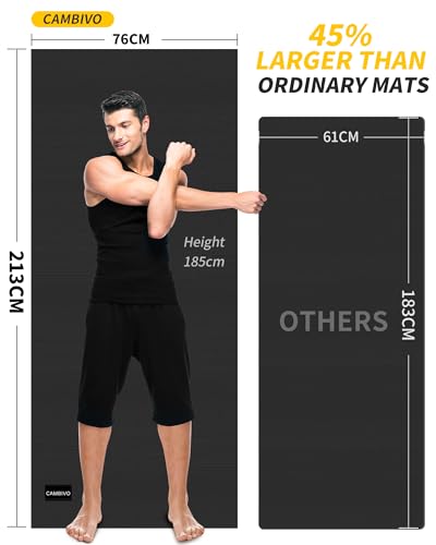 CAMBIVO Extra Long Wide Yoga Mat, Thick PVC Workout Mat | For tall and plus-size, cushioned PVC with non-slip bottom, for home gym pilates barefoot and bodyweight training - size: 84" x 30" x 6mm