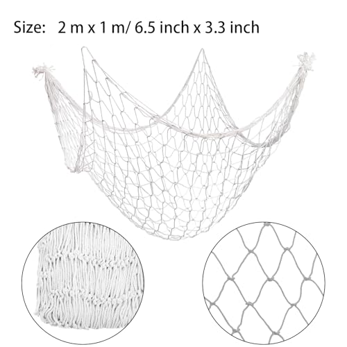 4 Pack Fish Net Decorative 80 x 40 Inch, Natural Cotton Fishing Net Wall Hanging Fishnet Decorations for Mermaid, Pirate, Nautical, Hawaiian, Under The Sea Themed Party Supplies, Beige