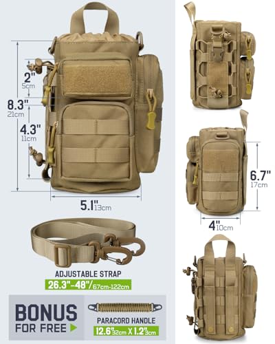 RXW 64oz Insulated Water Bottle Half Gallon Water Jug with Sleeve Tactical - color: Khaki