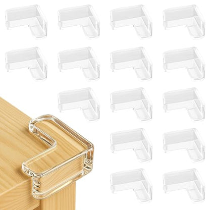 HOWAWU Clear Corner Guards 16 Pack, Corner Protector Baby, Corner Protectors for Sharp Edges - Furniture Table Edge Safety Bumpers Proofing Transparent