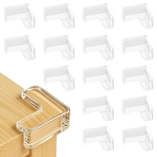HOWAWU Clear Corner Guards 16 Pack, Corner Protector Baby, Corner Protectors for Sharp Edges - Furniture Table Edge Safety Bumpers Proofing Transparent