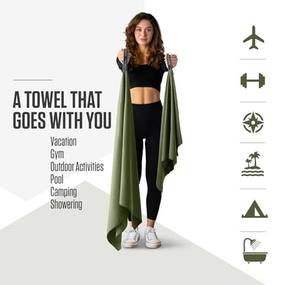 VENTURE 4TH Quick Dry Microfiber Towel for Camping & Gym -Army Green Medium - color: Army Green, size: 40.00" x 21.00"