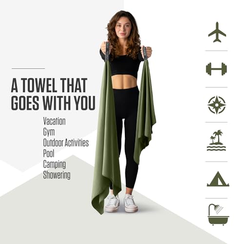VENTURE 4TH Quick Dry Microfiber Towel for Camping & Gym - Army Green XL - color: Army Green, size: 72.00" x 31.50"