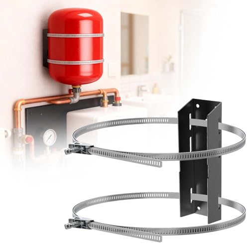 Expansion Tank Mounting Bracket with Earthquake Straps for 1 to 5 Gallon Thermal Expansion Tanks, Wall Mount Holder for Hot Water Heater Accessory Up to 13" Diameter, 5lb Propane Tank (1 Set) - size: Black-1 Set