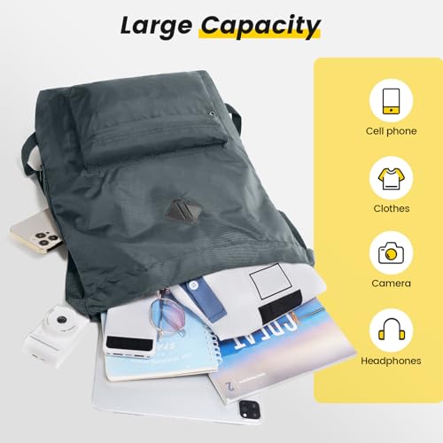 Vorspack Drawstring Backpack with Front & Side Pocket for Men Women - color: Grey