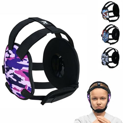 ROAR-INT Kid's Ear Guard BJJ Grappling Head Guard Adjustable Wrestling Headgear For Boys and Girls Earguard MMA Jiu Jitsu - color: Pink-camo
