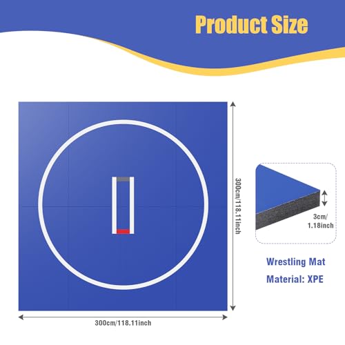 Generic X Jiu Jitsu Wrestle Mats Wear Resist Roll Out Wrestling Mat Anti-Slip Multi-Functional Training Blankets for Grappling Martial Art Boxing Judo