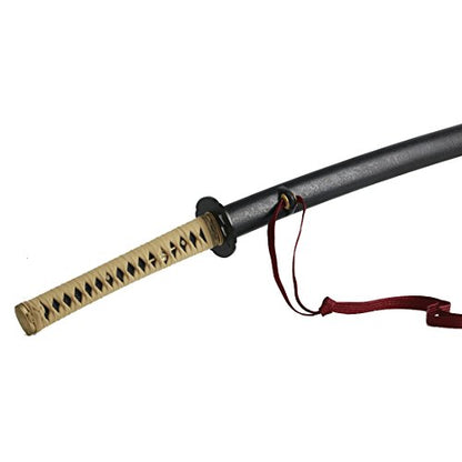 Katana Handmade Full Tang Sharp, Alloy Tsuba Japanese Samurai Sword High Carbon Steel 1060,T10 1095, 40-Inch - color: Shuang tan