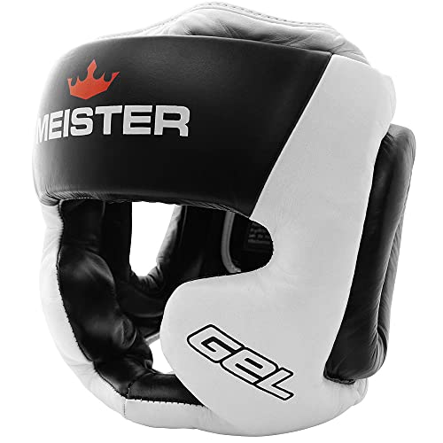 Meister Gel Full-Face Training Head Guard for MMA, Boxing & Muay Thai - White/Black - XX-Large
