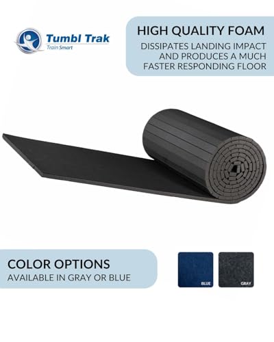 Tumbl Trak Home Tumbling Mat 5ft x 10ft | Roll-Up Carpet Bonded Foam Mat for Gymnastics, Cheerleading, Wrestling, BJJ, and Martial Arts Home Training - color: Charcoal Gray