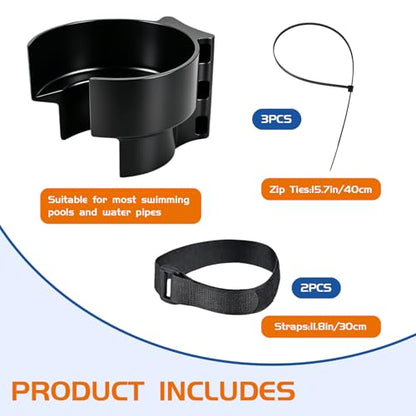 succulentlovers Swimming Pool Plunger Valve Bracket, Swimming Pool Hose Bracket Holders with Zip Ties & Straps Compatible with Most Brands, Pool Pipe Holders Support for Above Ground Pools Accessories