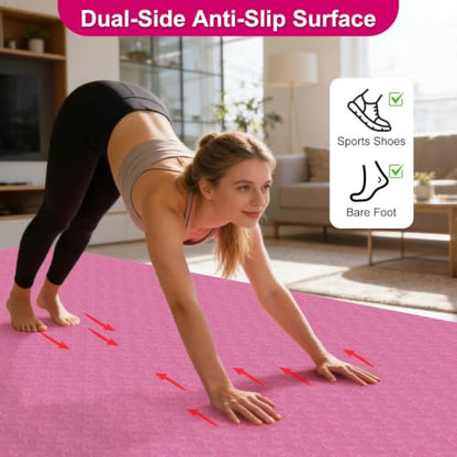 RINREA 72"x48" Extra Wide Yoga Mat, 8mm Thick Exercise Mat for Home Gym - color: Pink