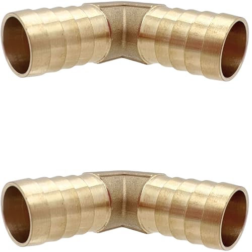 2PCS Brass 3/4" x 3/4" Hose Barb Fitting Barbed 90 Degree Elbow Connector L Right Angle Barbed Fitting by CX WONDERLAND - size: 3/4" Hose Barb