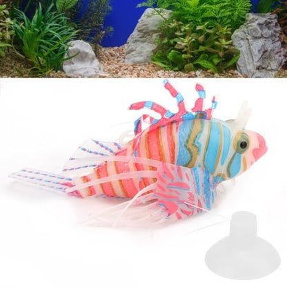 Silicone Simulation Fish Aquarium Sculpture Glowing Lifelike Fish Decoration Fluorescent Suction Cup Ornament for Tank(Pink Blue) - style: Pink Blue