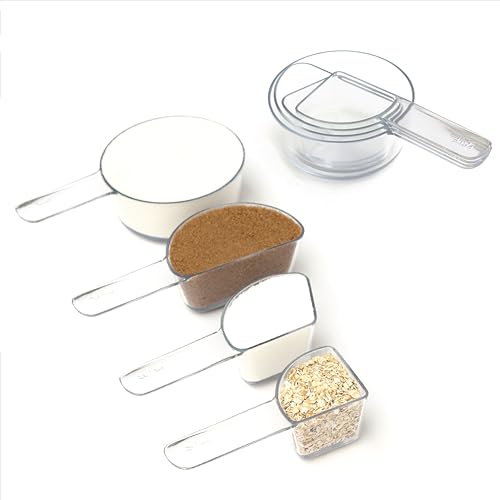 Visual Measuring Cups – Easy-Read, Fraction Shaped Measuring Cups – Clear, Shatterproof and Dishwasher Safe, Made in USA