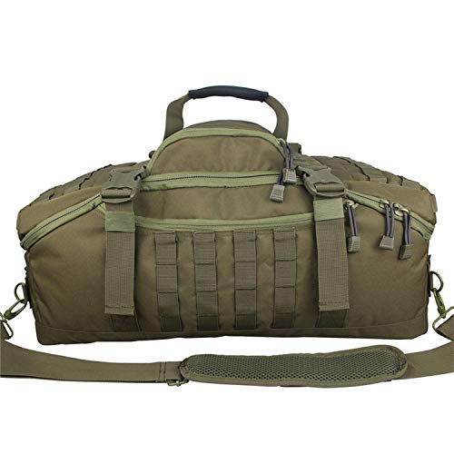 3 in 1 Tactical Travel Duffel Bag Backpack, Heavy Duty Gym Bag 85L,Green | Waterproof 600D nylon, internal collapsible dividers, weekend overnight travel, gym workout,military bag,(27x14x11)In - color: Green, size: 85L,(27x14x11)Inches
