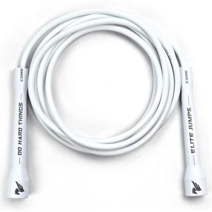 Elite Jumps 6mm PVC Jump Rope, Adjustable Skipping Rope - color: White Handles - 5" Handle