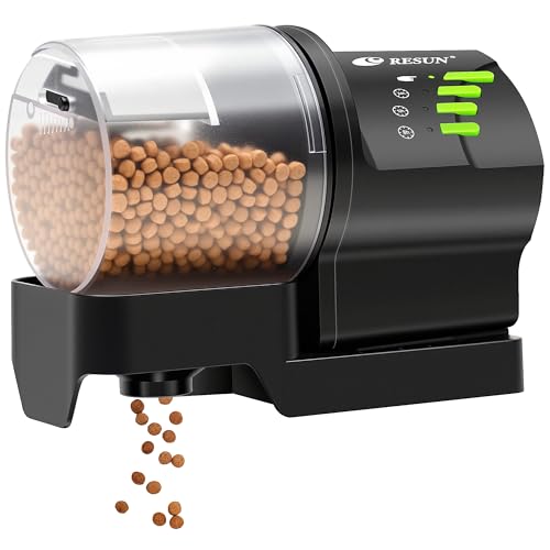 Automatic Fish Feeder for Aquarium Auto Food Dispenser with Timer for Small Tank, Aquariums - Battery/Plug-in Powered Feeders for Goldfish/Koi/Turtle, Resun AF2020