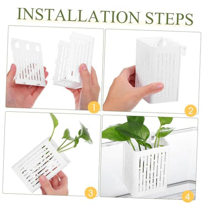 UKCOCO 2pcs Live Plant Aquarium Supplies Planting Baskets Fish Tank Plant Pots Sturdy White Easy Drainage