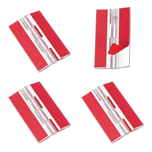 MECCANIXITY Small Acrylic Hinges Plastic Self-Adhesive Clear Hinge 65 x 40mm Continuous Piano Folding Hinges for Aquarium Lid Crafts Display Stand Pack of 4 Transparent - size: 65 x 40mm