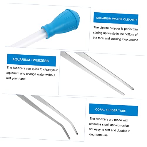 3pcs Aquarium Tweezers Straight Curved Stainless Steel Tools for Fish Tank Cleaning Coral Feeding and Gravel Maintenance Lightweight Siphon and Feeding